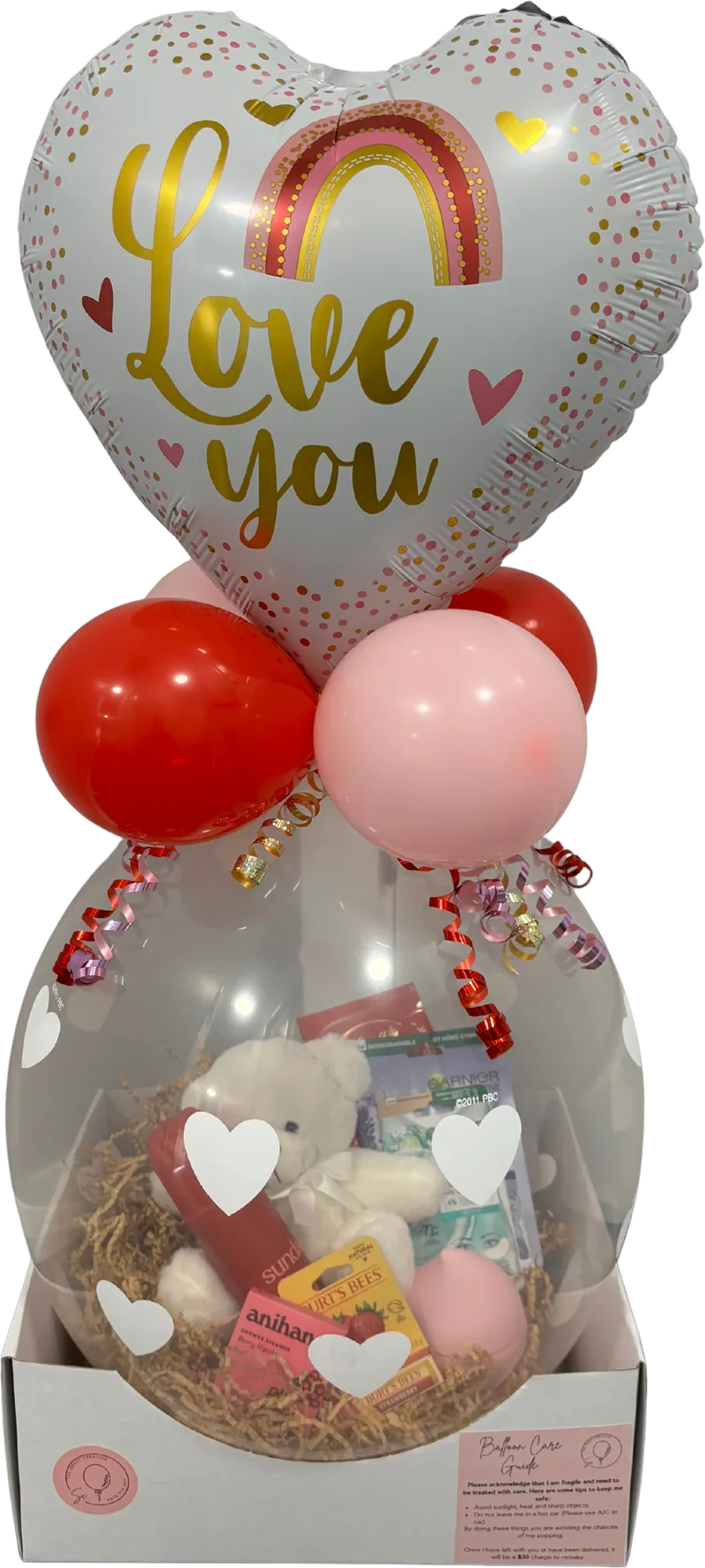 Heart-themed personalised gift balloon